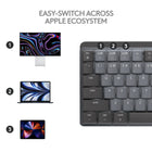 Logitech MX Mechanical Mini for Mac Minimalist Wireless Illuminated Keyboard - Tactile Quiet Keys - Space Grey-1,02 " H (including keycaps) 12,2" W 5,17 " D
