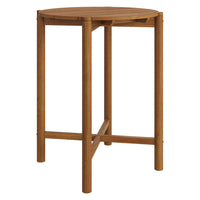 Modway Eleni Round 35" Outdoor Teak Wood Round Bar Table - Natural-Teak Wood Frame