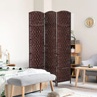 HOMCOM 3 Panels Hand-Woven Freestanding Room Divider for Home Office - Brown-Woven fibre design paper panel for a natural tone and lightweight to move
