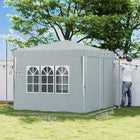 Outsunny 10 ft W x 10 ft L Pop-Up Canopy Tent with Sidewalls and Carry Bag - Grey-8 drain holes prevent water from pooling on the canopy