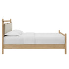 Modway Leni Queen Size Wood Platform Bed Frame - Light Oak Heathered Ivory-No Box Spring Needed