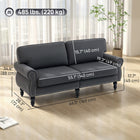 HOMCOM Mid Back Loveseat with Wood Legs - Dark Grey-Rolled armrest and removable back and seat cushion for added support   