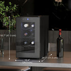 HOMCOM Freestanding Wine Cooler Refrigerator - 8 Bottle Capacity-Triple-tier glass door insulates while blocking UV rays