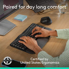 Logitech Wave Keys and Lift Vertical Ergonomic Wireless Keyboard and Mouse Combo - Graphite-More palm support, less pressure: A cushioned palm rest with memory foam supports you all day long and gives you more wrist support. More palm support, less strain: This ergonomic Bluetooth keyboard features a cushioned memory foam palm rest, providing all-day comfort and enhanced wrist support 