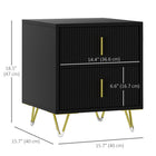 HOMCOM Nightstand with Metal Legs for Bedroom - Black-The surface is melamine-coated for easy cleaning