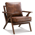 Ebello Joichiro 29.5" Wide Solid Wood Frame Upholstered Mid Century Modern Retro Armchair Accent Chair - Light brown-Solid rubberwood frame provides a stable and supportive foundation