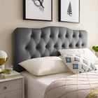 Modway Annabel Diamond Tufted Performance Velvet Queen Headboard - Grey-Durable Stain-Resistant Fabric