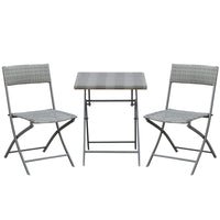 Outsunny 3 Pcs Rattan Outdoor Bistro Set - Grey-3 pieces rattan set includes 2 chairs and 1 table both for indoor and outdoor use  
