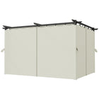 Outsunny Outdoo Pergola with Retractable Canopy and Curtains - 10' x 13' - Cream White-Four curtains enclose space for private or open gatherings 