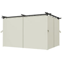 Outsunny Outdoo Pergola with Retractable Canopy and Curtains - 10' x 13' - Cream White-Four curtains enclose space for private or open gatherings 