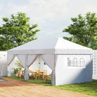 Outsunny 10' ft W x 20 ft L Pop Up Tent Outdoor Easy Folding Gazebo Party Tent - White-Powder coated steel frame to endure long lasting use