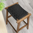 Modway Saoirse Woven Rope Wood Counter Stool - Walnut Black - Set of 2-Assembly Required