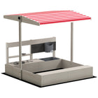 Outsunny Kids Wooden Sandbox with Cover and Height Adjustable Canopy - 45" L x 43" W x 43" H - Grey-Made of fir wood with smooth surface . 
