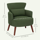 HOMCOM Accent Chair with Solid Wood Legs - Lumbar Pillow - Thick Seat for Living Room - Green-Eucalyptus wood frame and rubber wood legs promise robust construction 
