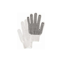 Zenith Safety White Poly/Cotton Single Side Dotted Gloves, Medium Size, 120 Pack-Bleached white poly/cotton seamless string knit provides a cool comfortable fit