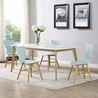 Modway Cascade Dining Chair - Light Blue - 4 Pack-Painted Bentwood Waterfall Seat