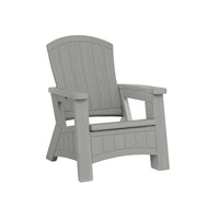 Suncast Adirondack Chair with Storage - Dove Grey-376 Lbs. Weight Capacity.