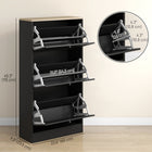 HOMCOM Modern Shoe Cabinet with 3 Flip Drawers for 12-18 Pairs - Black-Modern style complements any decor