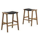 Modway Saoirse Woven Rope Wood Counter Stool - Walnut Black - Set of 2-Woven Rope
