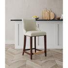 Manhattan Comfort Shubert 22.64" Modern Leatherette Upholstered Counter Stool - Ivory-Frame Made of Solid Beech Wood with Rich Dark Finish - Features a Gold Metal Foot Plate