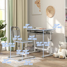 Qaba Height Adjustable Kids Desk & Chair Set with Tiltable Desktop - Grey-Includes drawer, two pen slots, and a hook for organization
