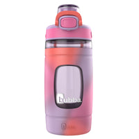 Bubba Kids Flo Water Bottle - 16 oz (473 ml) - Wide Mouth - Silicone Sleeve - Push Button Lid - Lavender/Frost/Tie Dye-100% leak proof lid when closed with a spout cover that locks to protect from dirt and grime