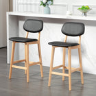 HOMCOM Counter Height Bar Stools with Solid Wood Legs - Natural/Black - 2 Pack-Classic, simple design pairs with other furniture easily
