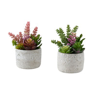 Monarch Specialties 9366 9" Tall Artificial Succulents - Grey Cement Pots - Set of 2-This set of 2 artificial plants features 9" tall artificial succulents designed to add a modern decorative touch to any table, shelf, or surface
