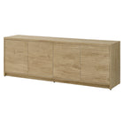 Hudson&Canal Desmond TV Stand for TV's up to 78" - Light Oak-The top has a weight capacity of 75lbs, middle shelves can hold 25lbs, lower shelves support 50 lbs