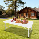 Homy Casa 4 ft Wood-Grain Portable Plastic Foldable Table with 4 adjustable Heights - White-It works well for dining, games, serving, and outdoor events