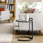 Modway Eileen Grey Metal Side Table - Black-Tempered Glass Tabletop