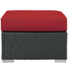 Modway Sojourn Outdoor Patio Sunbrella Ottoman - Canvas/Red-Powder Coated Aluminum Frame