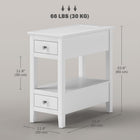 HOMCOM End Table with Charging Station and USB Ports - White-MDF frame with four legs ensures robust support