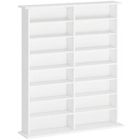 HOMCOM Double Media Storage Cabinet - White-Holds up to 720 CDs in 16 compartments
