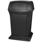 Rubbermaid Ranger 45 Gallons Waste Container with 2 Door Top - Black-Capacity - 45 US gal.