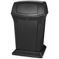 Rubbermaid Ranger 45 Gallons Waste Container with 2 Door Top - Black-Capacity - 45 US gal.