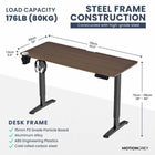 MotionGrey Ergo2 Adjustable Electric Standing Desk with Memory Settings - 43" x 24" - Dark Brown Top - Black Frame-Extended Height Range - The standing desk features an extended height range. The MG keypad can set preferred sitting and standing heights, simply press the saved setting to return to that position.