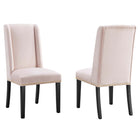 Modway Baron Performance Velvet Dining Chairs - Pink - 2 Pack-Solid Wood Frame