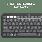 Logitech Pebble Keys 2 K380s, Multi-Device Bluetooth Wireless Keyboard with Customizable Shortcuts, Slim and Portable - Graphite-Save Time: Get instant access to search, screen capture, the emoji menu and more with Fn shortcut keys, personalize the 10 Fn keys with Logi Options+ app so you can do things your way.
