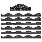 Ashley Productions Magnetic Scallop Border - White Messy Dots on Black - 12'/Pack - 6 Pack-Use on magnetic whiteboards, steel lockers, refrigerators, and more