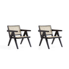 Manhattan Comfort Hamlet 22.64" Industry Chic Accent Chair - Black and Natural Cane - 2 Pack-Modern - Industry Chic Cane Accent Chair Perfect for Living Room Use. Set of 2