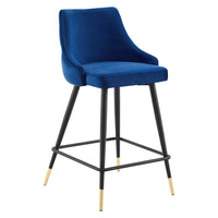 Modway Adorn Performance Velvet Counter Stool - Navy-Vintage Modern Counter Stool