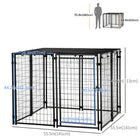 PawHut Outdoor Dog Run Kennel with Top Cover - 55.5" L x 55.5" W x 44.5" H - Black-Lockable design to ensure dog secure and the large door for easy access 