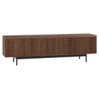 Hudson&Canal Whitman TV Stand for TV's up to 75" - Satin Walnut-Features four doors with open-concept storage cabinets