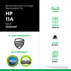 CIG HP 11A Remanufactured Toner Cartridge - Standard Yield - Black-Environmentally Friendly: Remanufactured from an original HP recycled cartridge