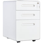 Vinsetto 3-Drawer Lockable Letter/A4 Filing Cabinet with Wheels - White-Blends well into any office décor, fits under most desks or home office study
