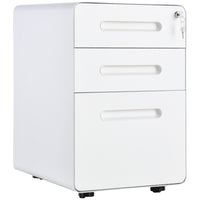 Vinsetto 3-Drawer Lockable Letter/A4 Filing Cabinet with Wheels - White-Blends well into any office décor, fits under most desks or home office study
