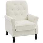 HOMCOM Mid-Century Modern Accent Chair with Thick Padded Seat for Bedroom - Cream/White-Thick cushion with pocket springs and high-density foam for cosy, supportive seating    
