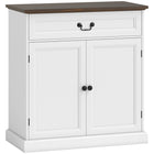 HOMCOM 31.5" L Sideboard Buffet Cabinet - White Wood Grain-A drawer and a cabinet provide organized space for mugs, snacks, cutlery, and more