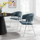 Modway Nella Upholstered Performance Velvet Dining Chair - Cadet Blue - 2 Pack-Tapered Metal Legs